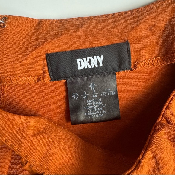 DKNY Vibrant Burnt Orange Ruffle Dress‎ - Picture 3 of 3